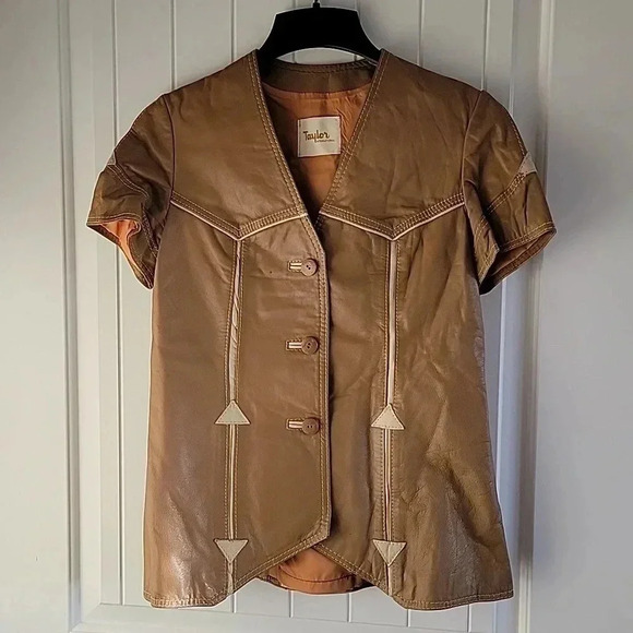 Vintage Taylor International Leather Button Up Lined Vest Top Size 10